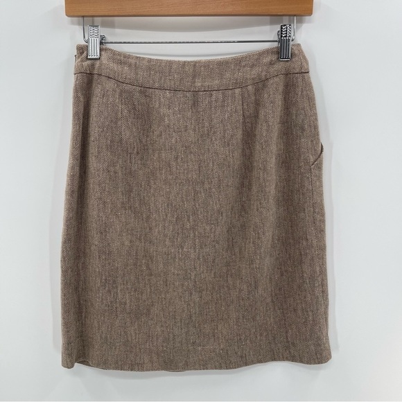 Anthropologie Preppy Tabitha Linen Tweed Knee Length Fairy Naturecore Skirt 4 - Picture 3 of 7